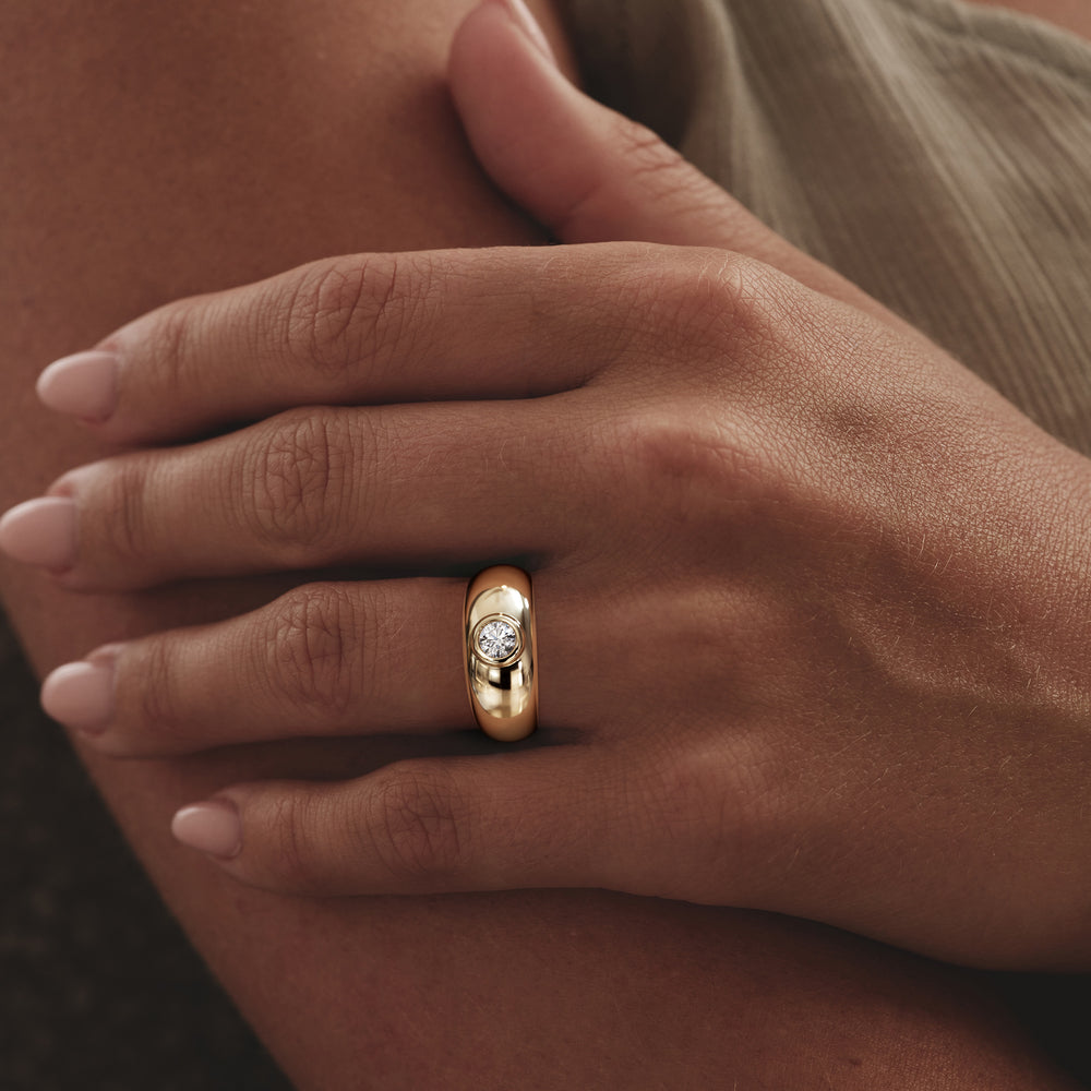 Lab Diamond Signet Ring 0.50ct in 18K Gold Vermeil H/SI