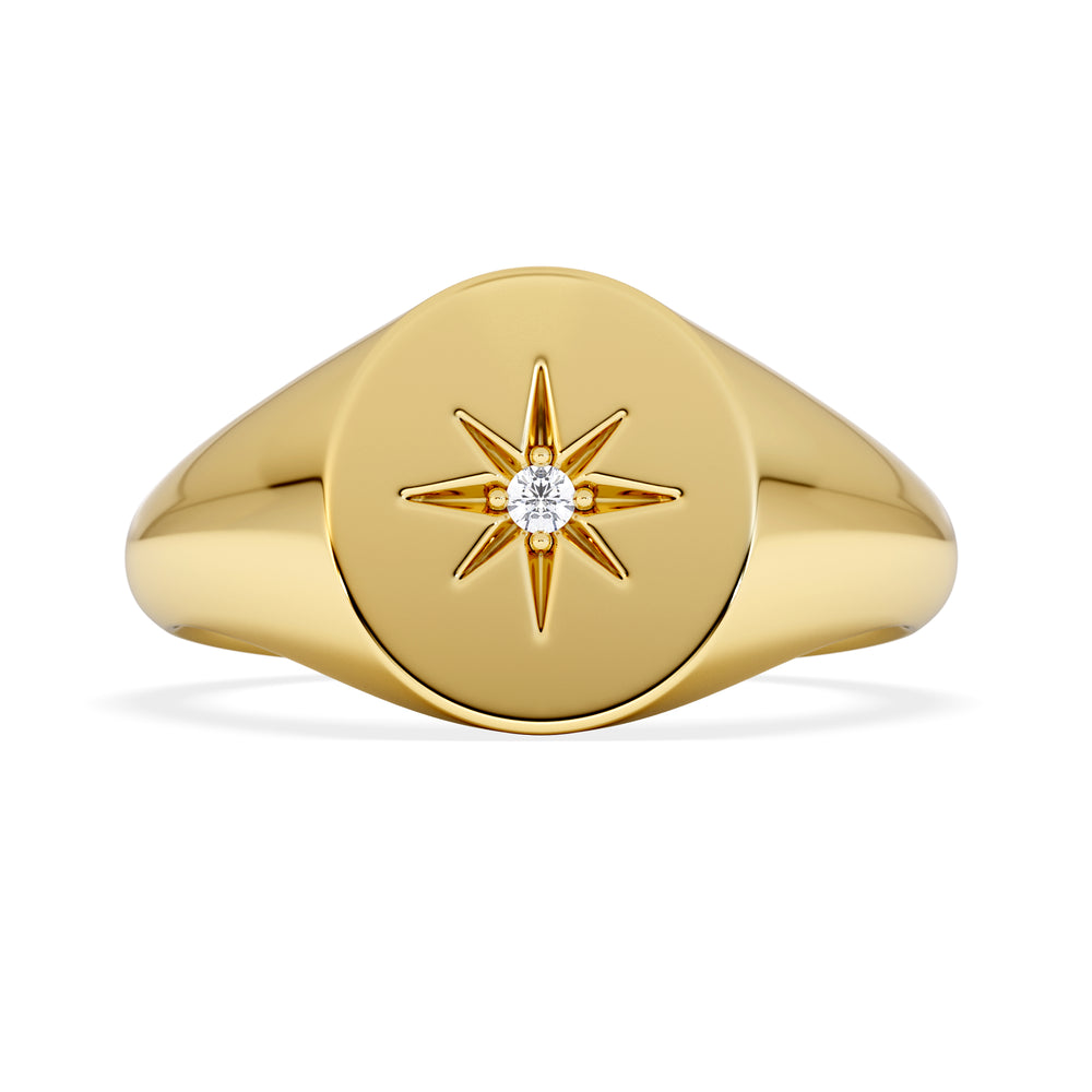 Star Signet Lab Diamond Ring in 18K Gold Vermeil