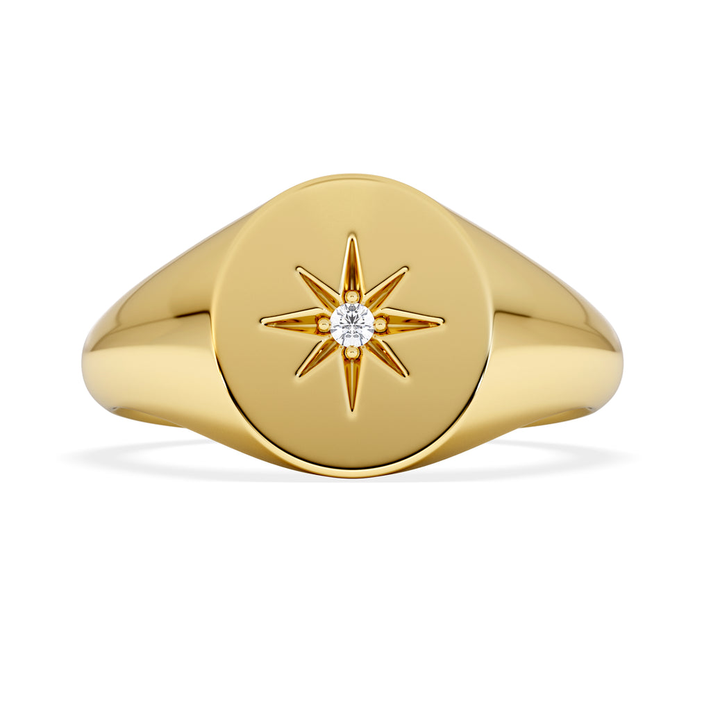 Star Signet Lab Diamond Ring in 18K Gold Vermeil