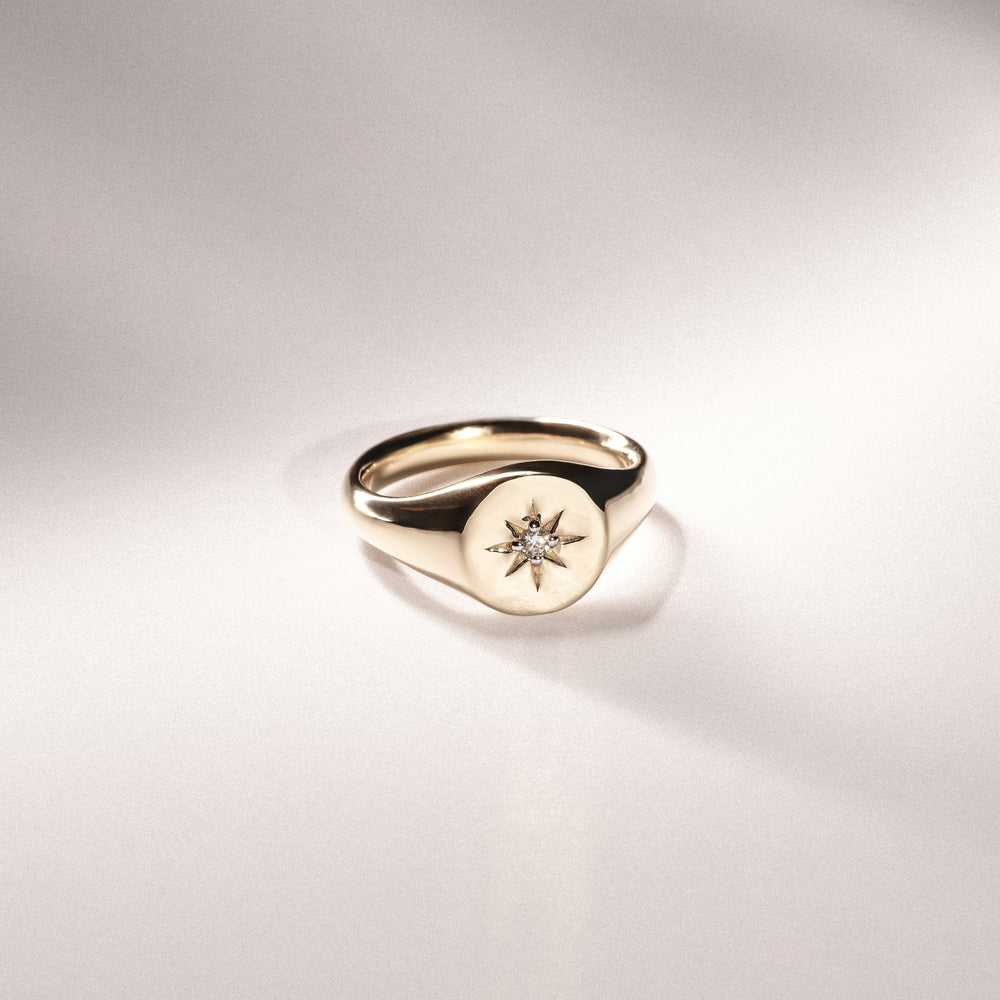 Star Signet Lab Diamond Ring in 18K Gold Vermeil