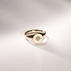 Star Signet Lab Diamond Ring in 18K Gold Vermeil