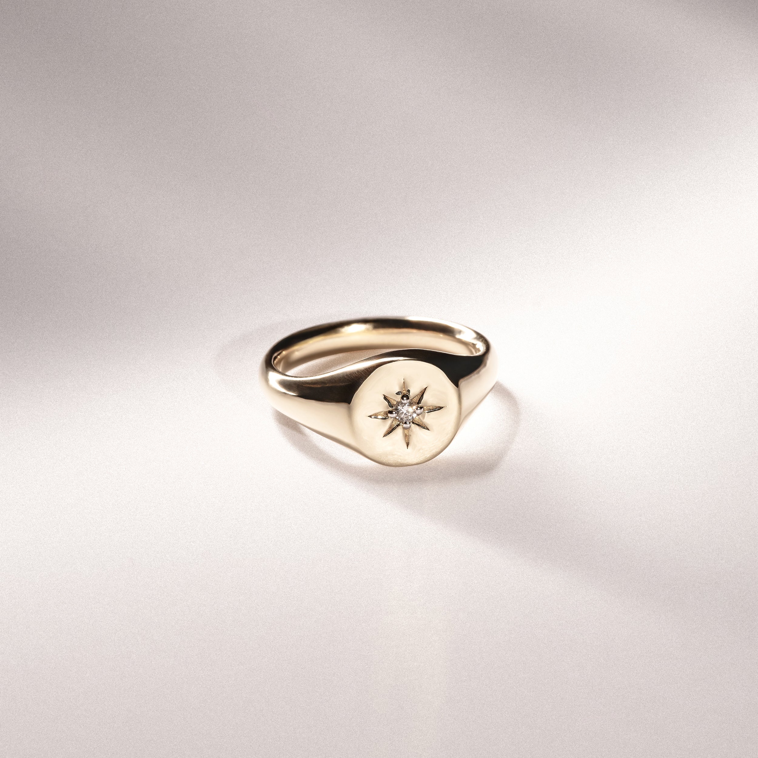 Star Signet Lab Diamond Ring in 18K Gold Vermeil