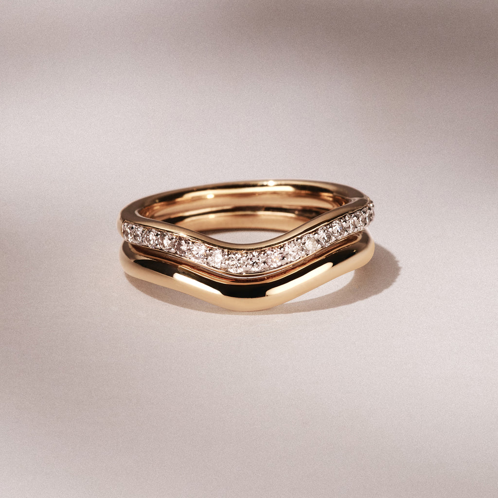 Duo Wave Stacking Lab Diamond Ring 0.26ct in 18K Gold Vermeil
