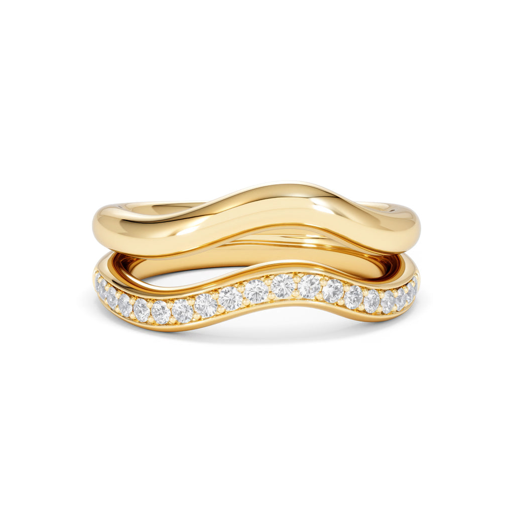 Duo Wave Stacking Lab Diamond Ring 0.26ct in 9K White Gold