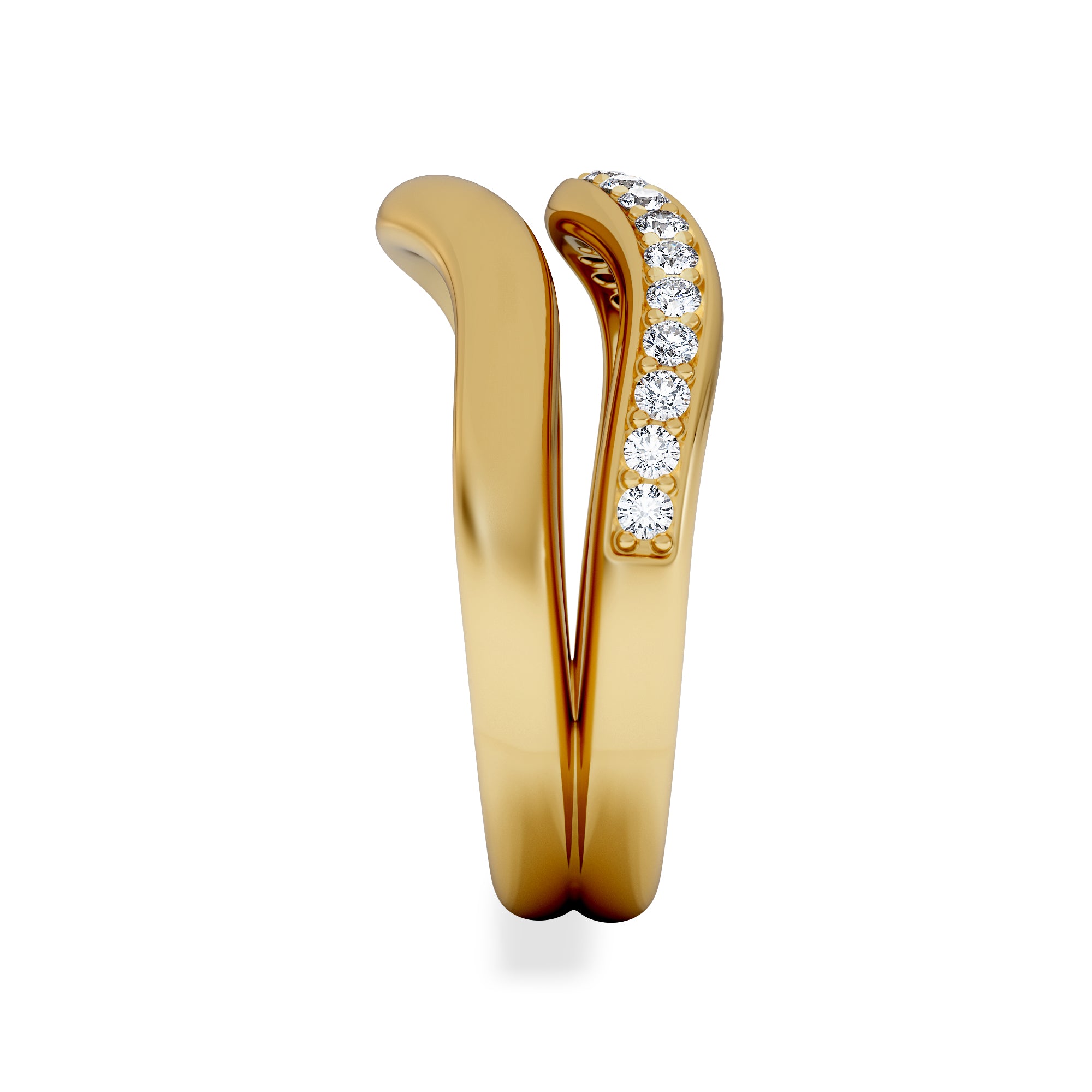 Duo Wave Stacking Lab Diamond Ring 0.26ct in 9K Gold