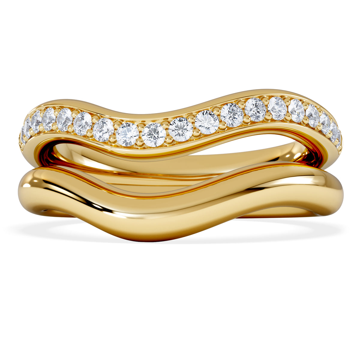 Duo Wave Stacking Lab Diamond Ring 0.26ct in 9K Gold