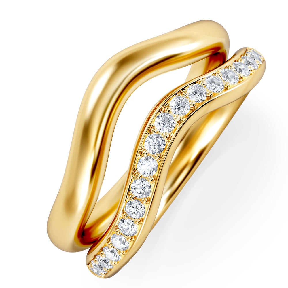 Duo Wave Stacking Lab Diamond Ring 0.26ct in 9K Gold