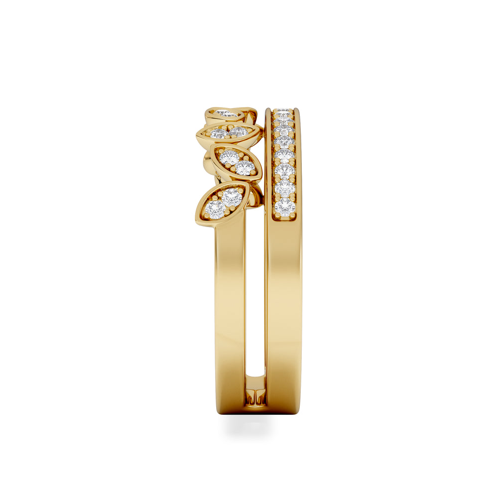 Double Band Stacking Ring Lab Diamond 0.25ct in 18K Gold Vermeil