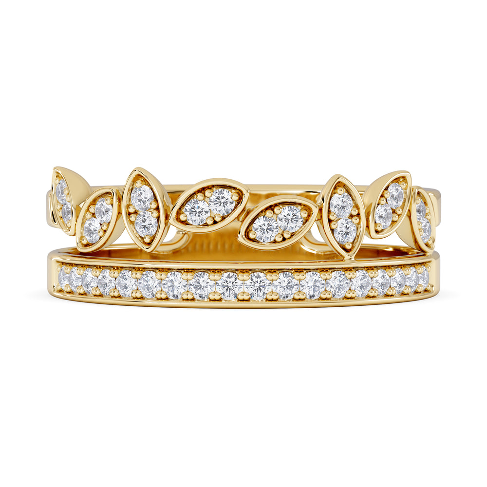 Double Band Stacking Ring Lab Diamond 0.25ct in 18K Gold Vermeil