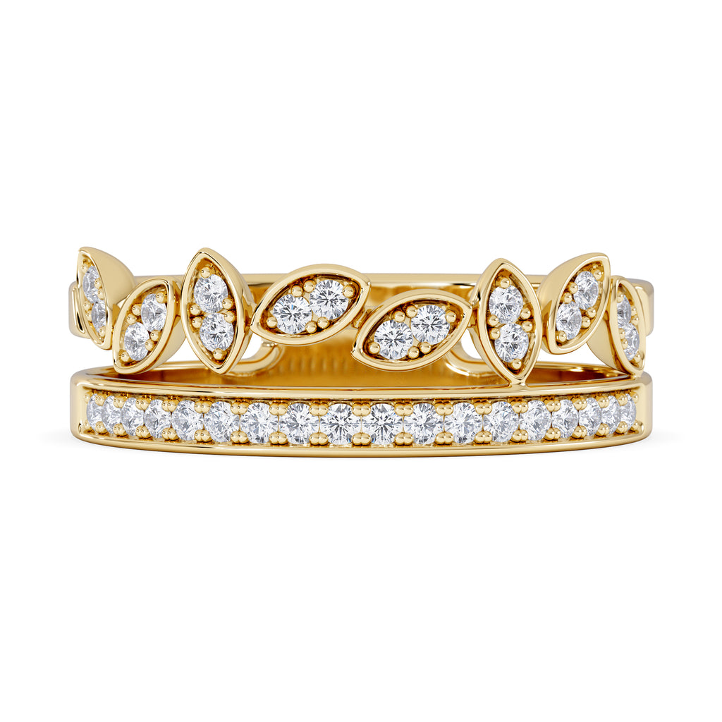 Double Band Stacking Ring Lab Diamond 0.25ct in 18K Gold Vermeil