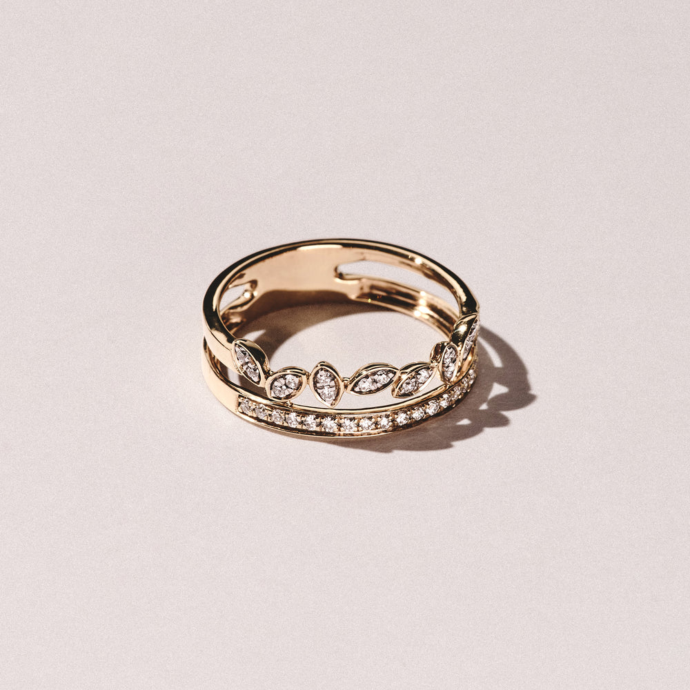 Double Band Stacking Ring Lab Diamond 0.25ct in 18K Gold Vermeil