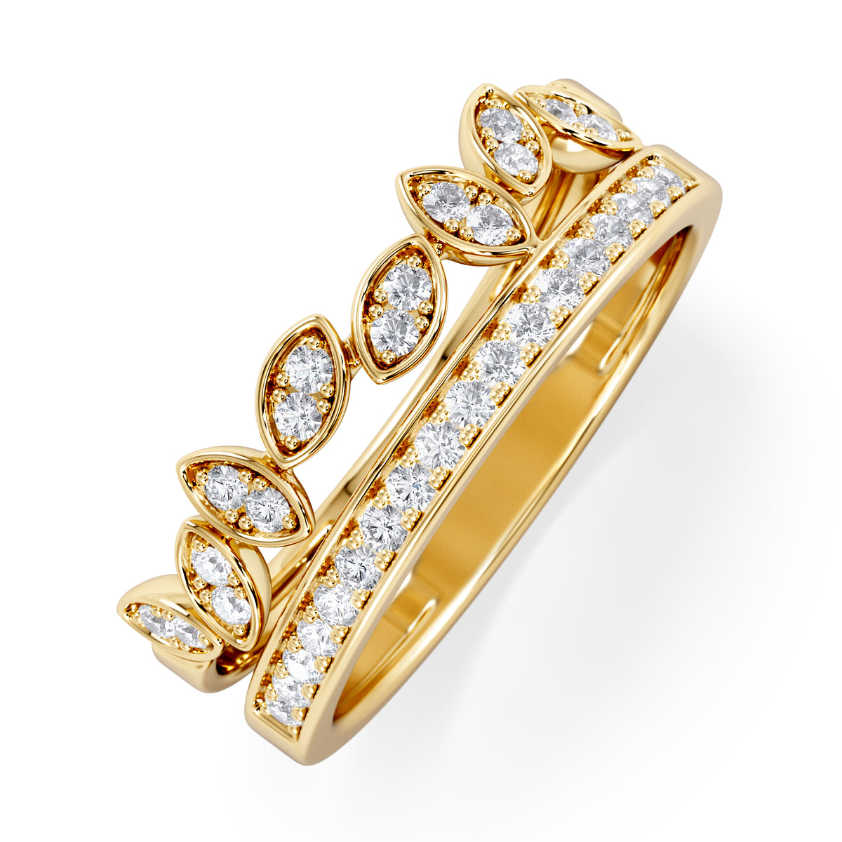 Double Band Stacking Ring Lab Diamond 0.25ct in 18K Gold Vermeil