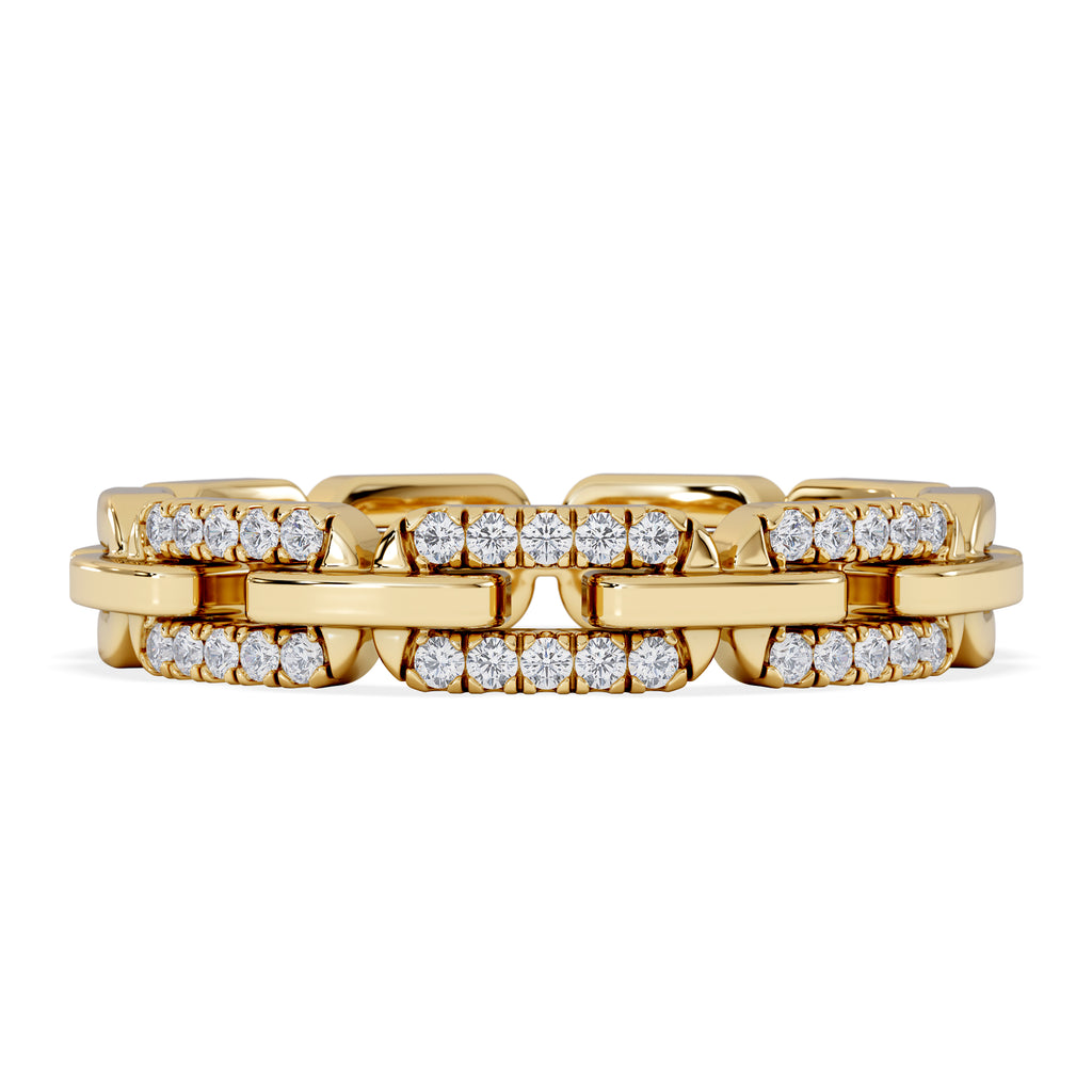Lab Diamond Chain Link Ring 0.14ct in 18k Gold Vermeil