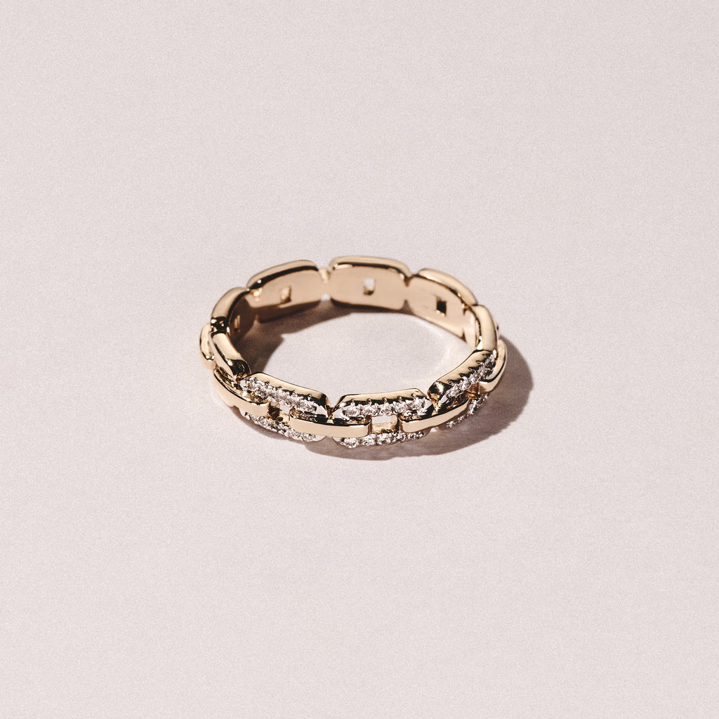 Lab Diamond Chain Link Ring 0.14ct in 18k Gold Vermeil