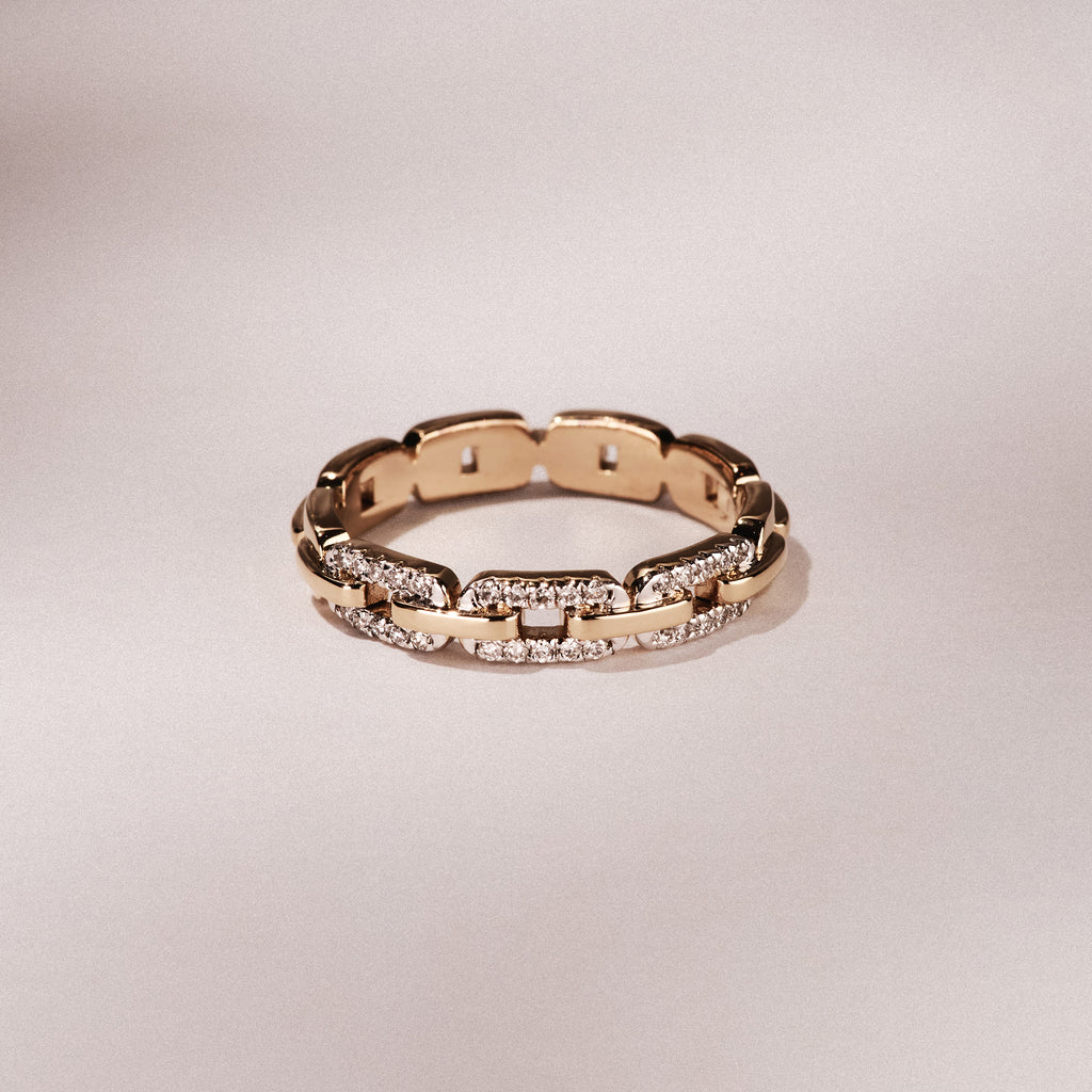 Lab Diamond Chain Link Ring 0.14ct in 18k Gold Vermeil