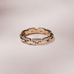 Lab Diamond Chain Link Ring 0.14ct in 18k Gold Vermeil