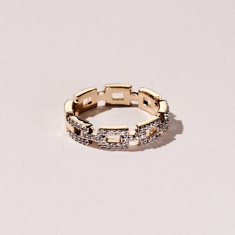 Lab Diamond Chain Link Ring 0.24ct in 18k Gold Vermeil