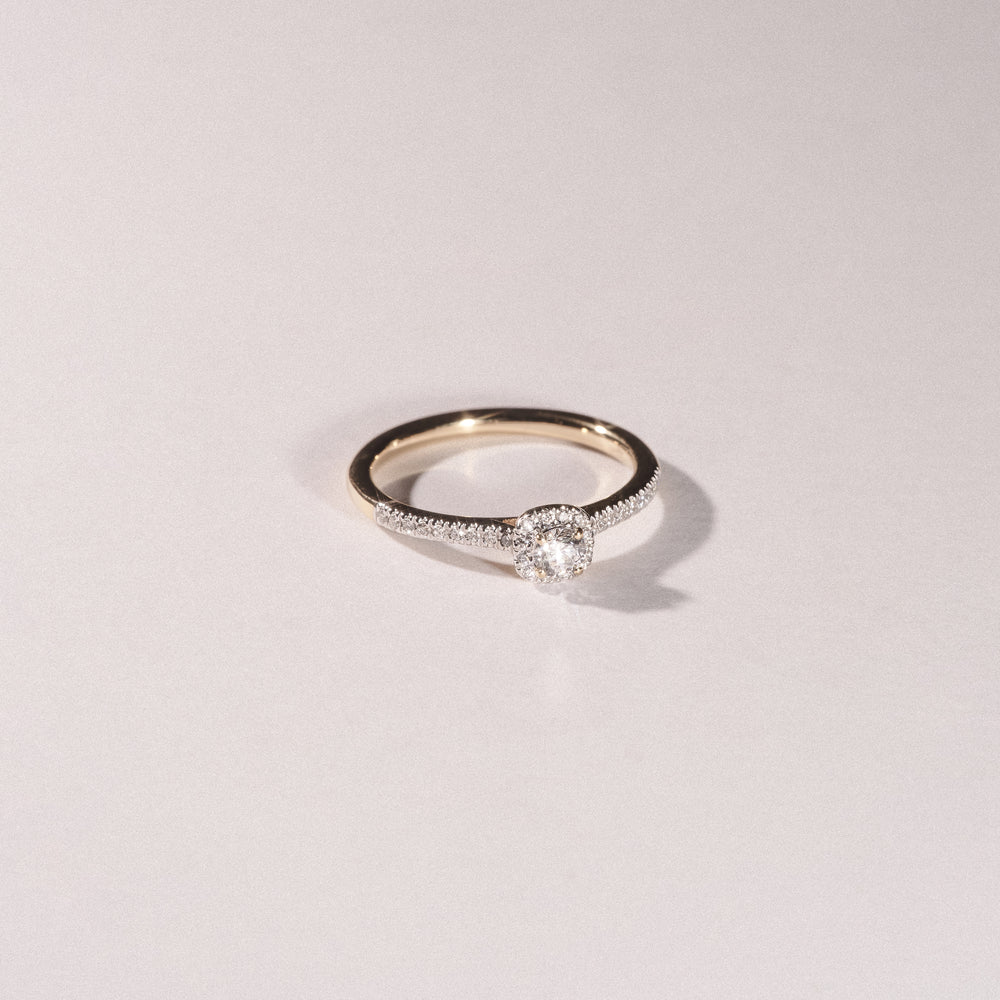 Lumia Round Cut Lab Diamond Halo Ring 0.33ct F/VS in 18K Gold Vermeil