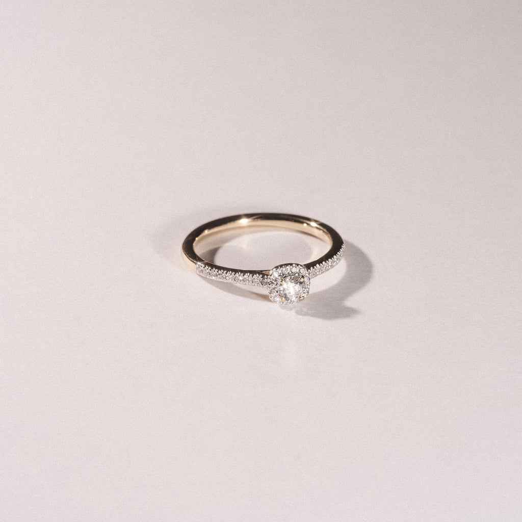 Lumia Round Cut Lab Diamond Halo Ring 0.33ct F/VS in 18K Gold Vermeil