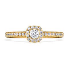 Lumia Cushion Cut Lab Diamond Halo Ring 0.33ct F/VS in 18K Gold Vermeil