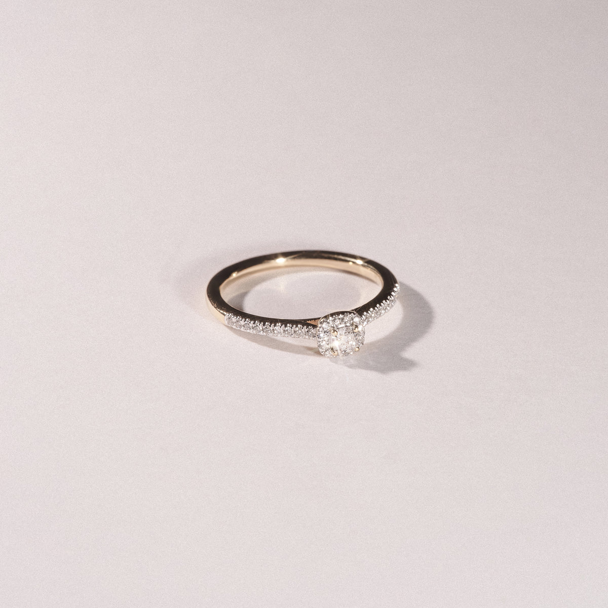 Lumia Cushion Cut Lab Diamond Halo Ring 0.33ct F/VS in 18K Gold Vermeil