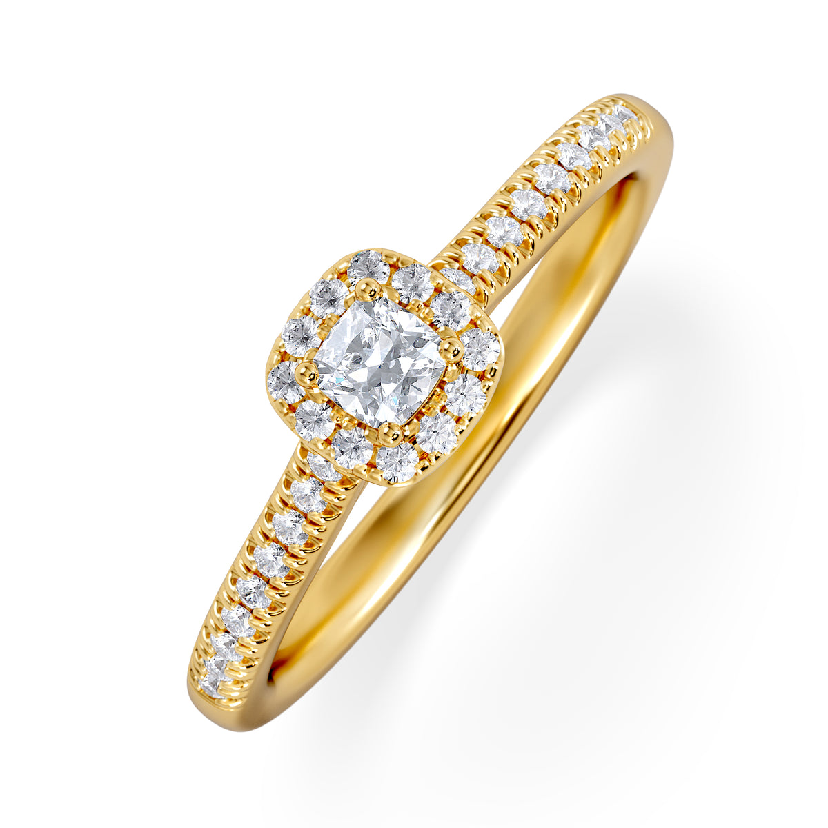 Lumia Cushion Cut Lab Diamond Halo Ring 0.33ct F/VS in 18K Gold Vermeil