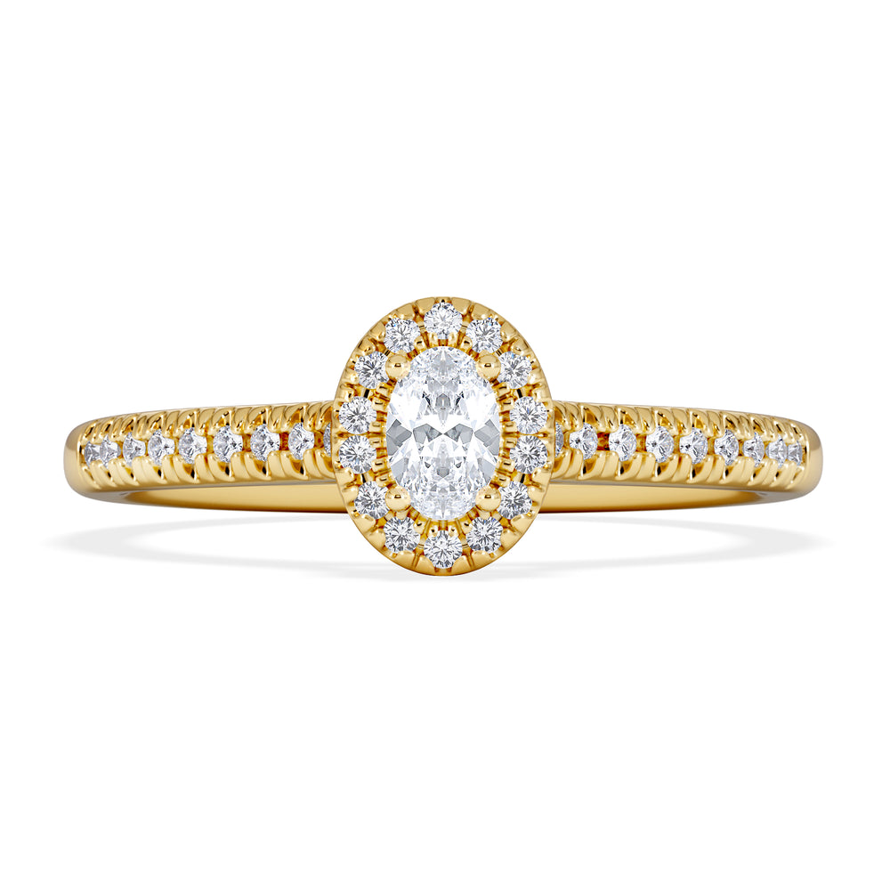 Lumia Oval Cut Lab Diamond Halo Ring 0.33ct F/VS in 18K Gold Vermeil