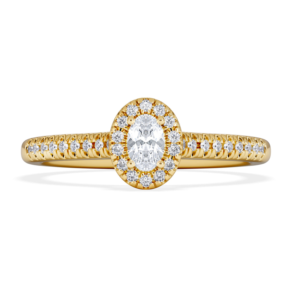 Lumia Oval Cut Lab Diamond Halo Ring 0.33ct F/VS in 18K Gold Vermeil