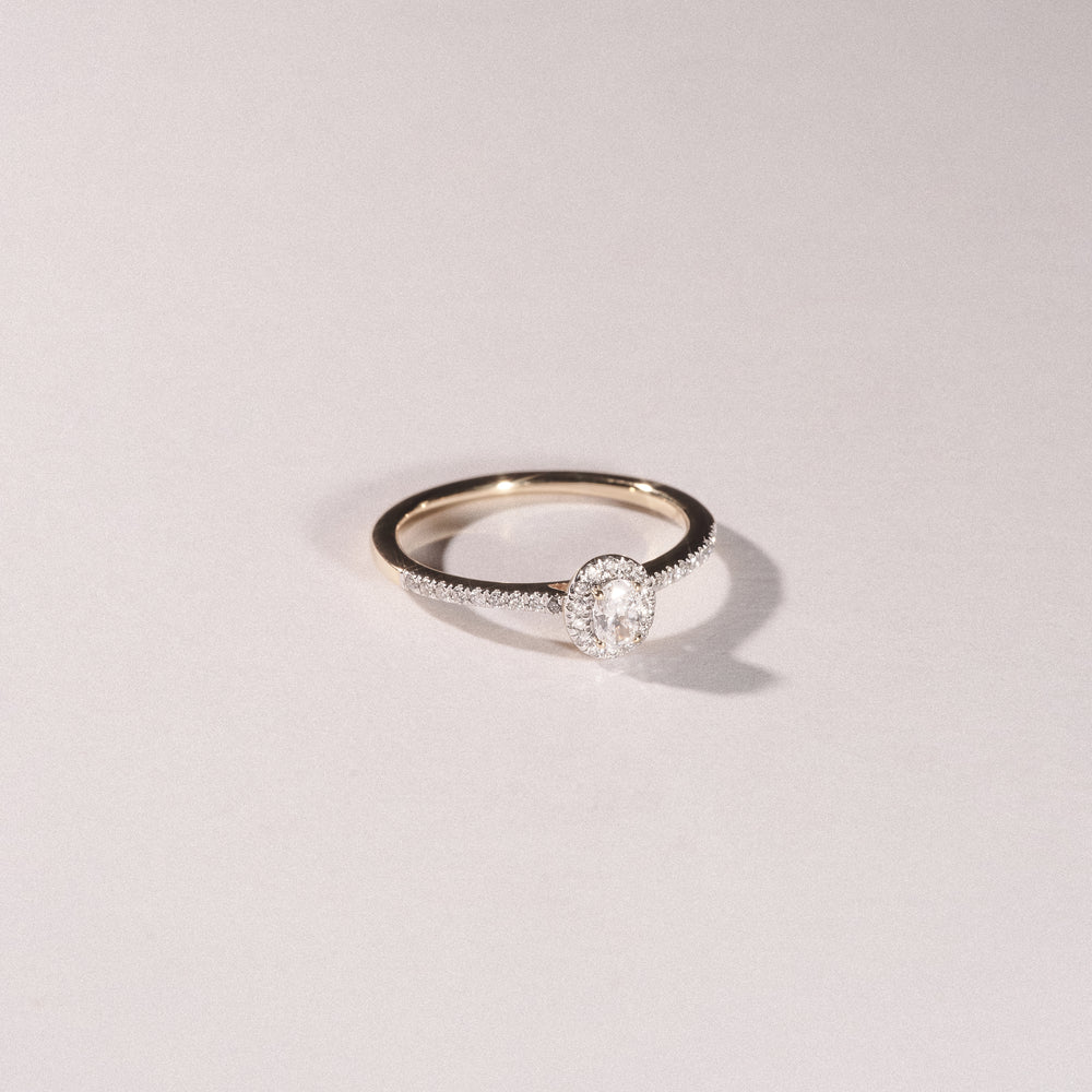 Lumia Oval Cut Lab Diamond Halo Ring 0.33ct F/VS in 18K Gold Vermeil