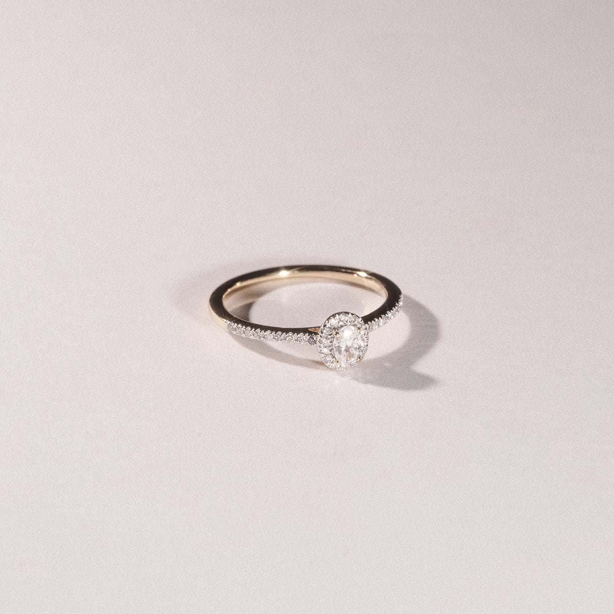 Lumia Oval Cut Lab Diamond Halo Ring 0.33ct F/VS in 18K Gold Vermeil