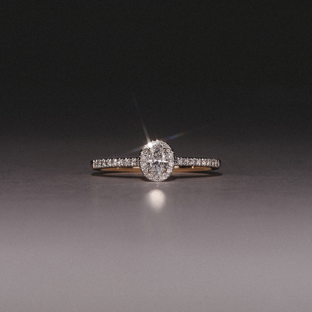 Lumia Oval Cut Lab Diamond Halo Ring 0.33ct F/VS in 18K Gold Vermeil