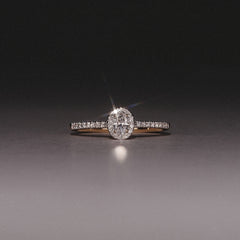 Lumia Oval Cut Lab Diamond Halo Ring 0.33ct F/VS in 18K Gold Vermeil