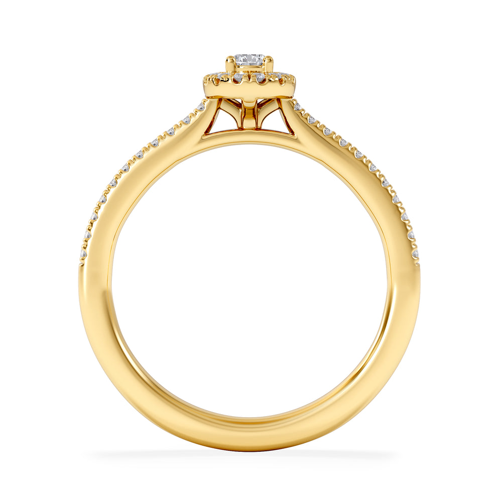 Lumia Pear Cut Lab Diamond Halo Ring 0.33ct F/VS in 18K Gold Vermeil