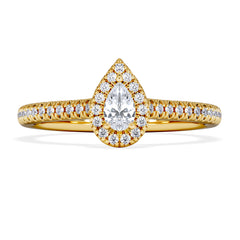 Lumia Pear Cut Lab Diamond Halo Ring 0.33ct F/VS in 18K Gold Vermeil
