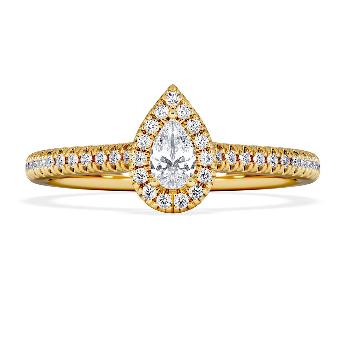 Lumia Pear Cut Lab Diamond Halo Ring 0.33ct F/VS in 18K Gold Vermeil