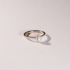 Lumia Pear Cut Lab Diamond Halo Ring 0.33ct F/VS in 18K Gold Vermeil