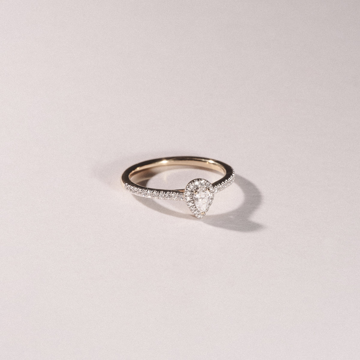 Lumia Pear Cut Lab Diamond Halo Ring 0.33ct F/VS in 18K Gold Vermeil