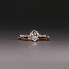 Lumia Pear Cut Lab Diamond Halo Ring 0.33ct F/VS in 18K Gold Vermeil