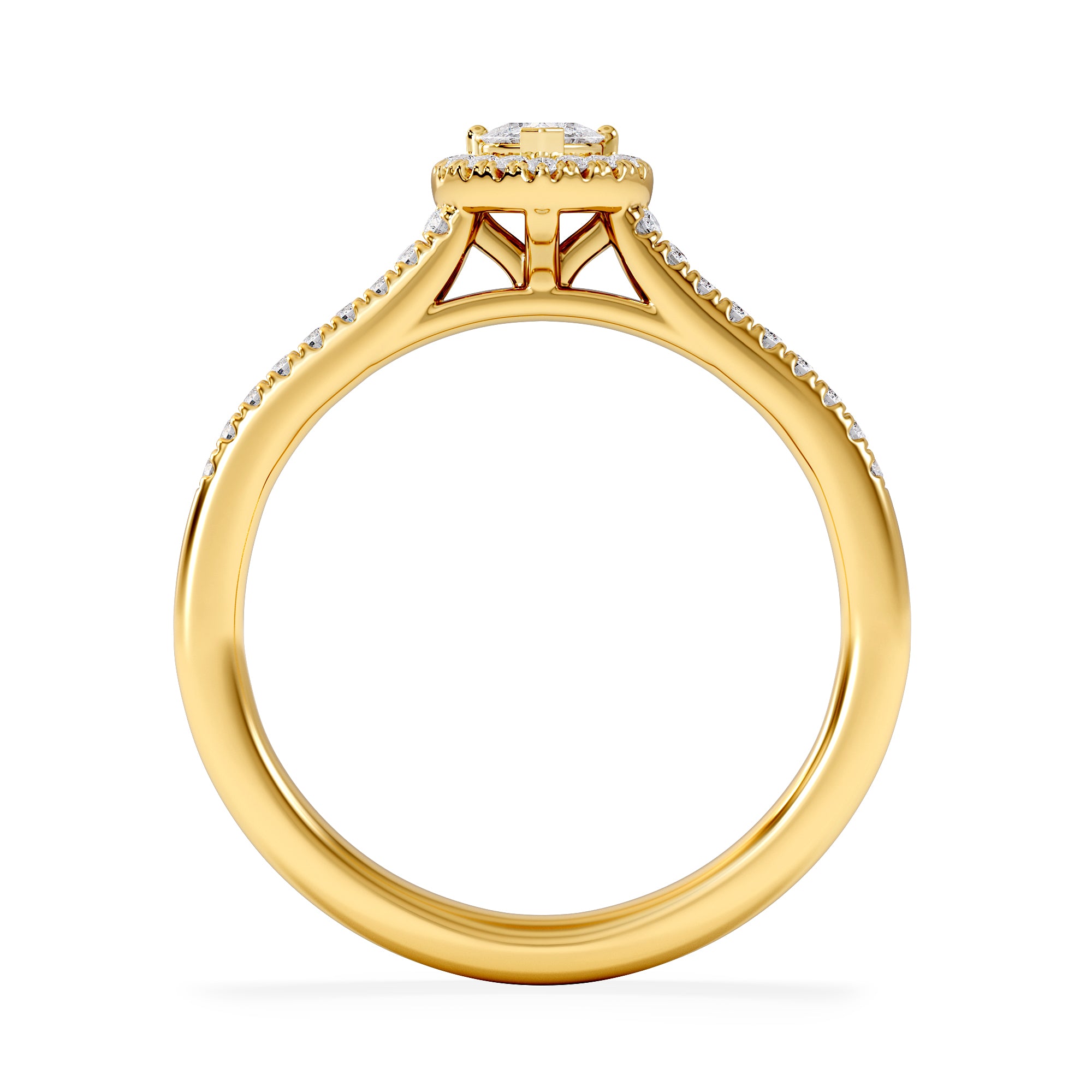 Lumia Heart Cut Lab Diamond Halo Ring 0.33ct F/VS in 18K Gold Vermeil