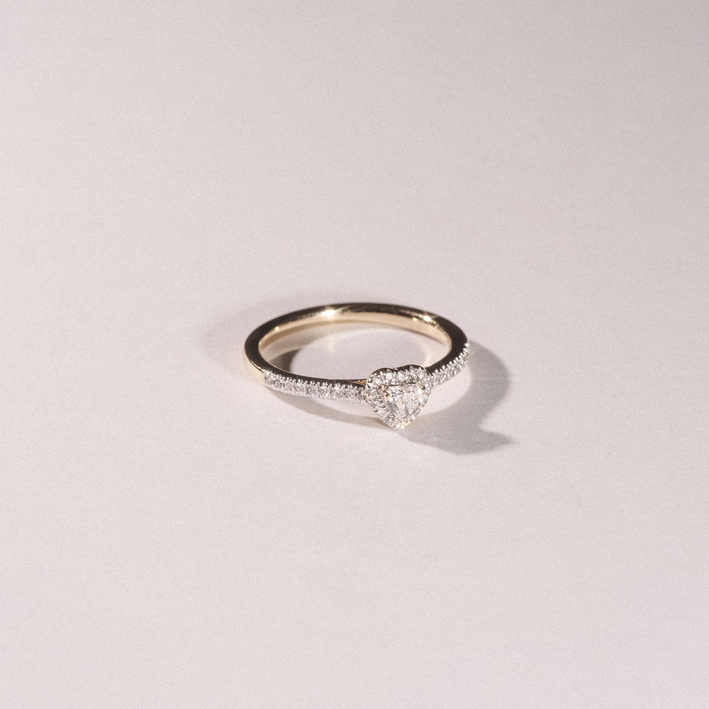 Lumia Heart Cut Lab Diamond Halo Ring 0.33ct F/VS in 18K Gold Vermeil