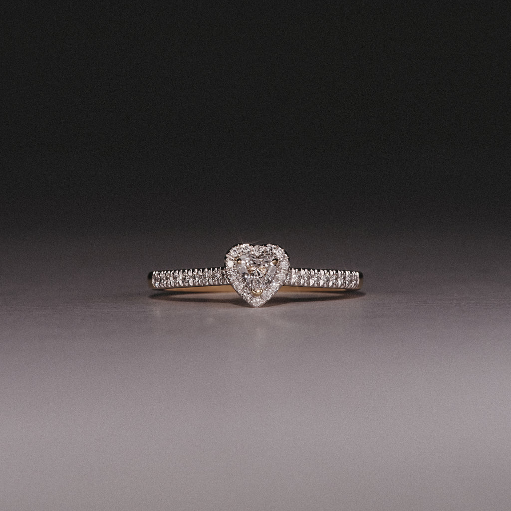 Lumia Heart Cut Lab Diamond Halo Ring 0.33ct F/VS in 18K Gold Vermeil