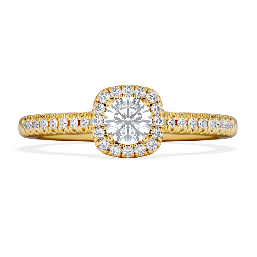 Lumia Round Cut Lab Diamond Halo Ring 0.50ct F/VS in 18K Gold Vermeil