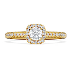 Lumia Round Cut Lab Diamond Halo Ring 0.50ct F/VS in 18K Gold Vermeil