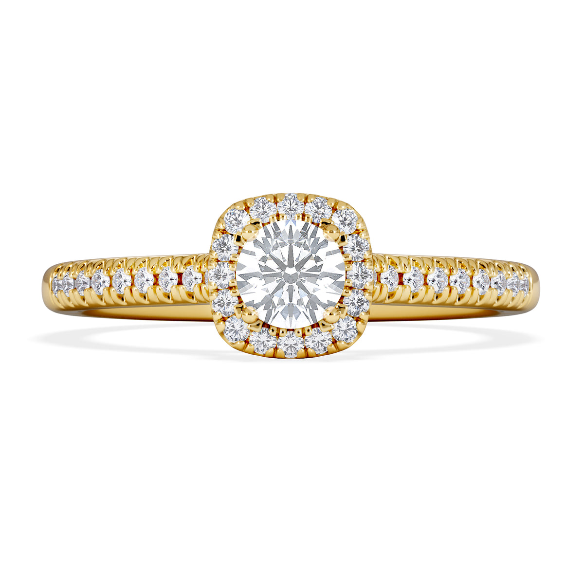 Lumia Round Cut Lab Diamond Halo Ring 0.50ct F/VS in 18K Gold Vermeil