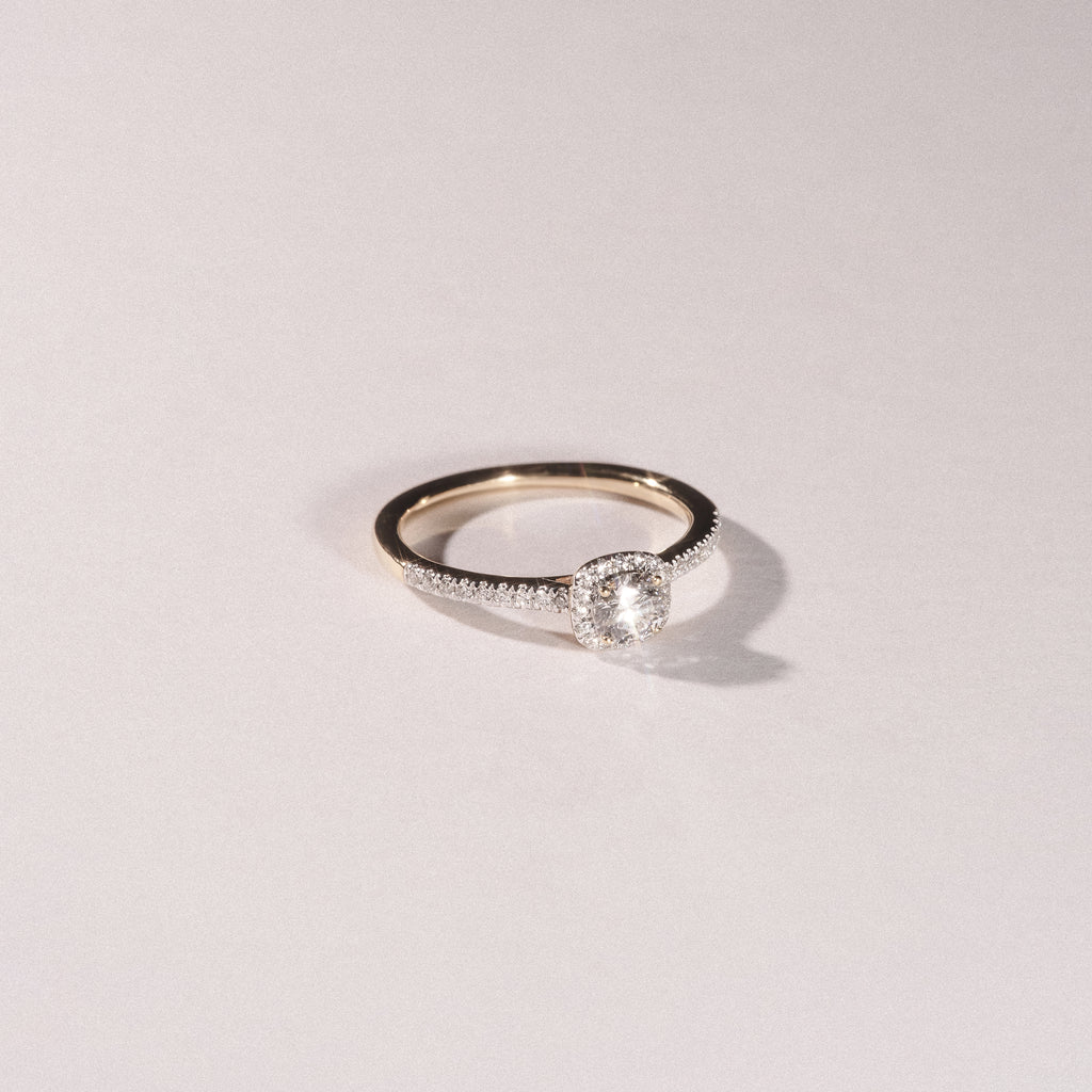 Lumia Round Cut Lab Diamond Halo Ring 0.50ct F/VS in 18K Gold Vermeil