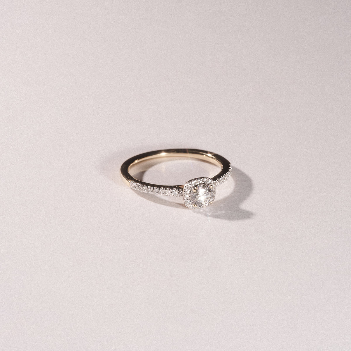 Lumia Round Cut Lab Diamond Halo Ring 0.50ct F/VS in 18K Gold Vermeil