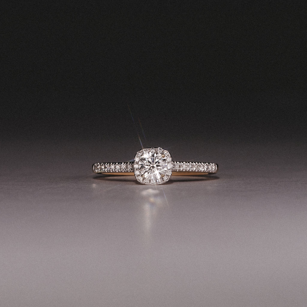 Lumia Round Cut Lab Diamond Halo Ring 0.50ct F/VS in 18K Gold Vermeil