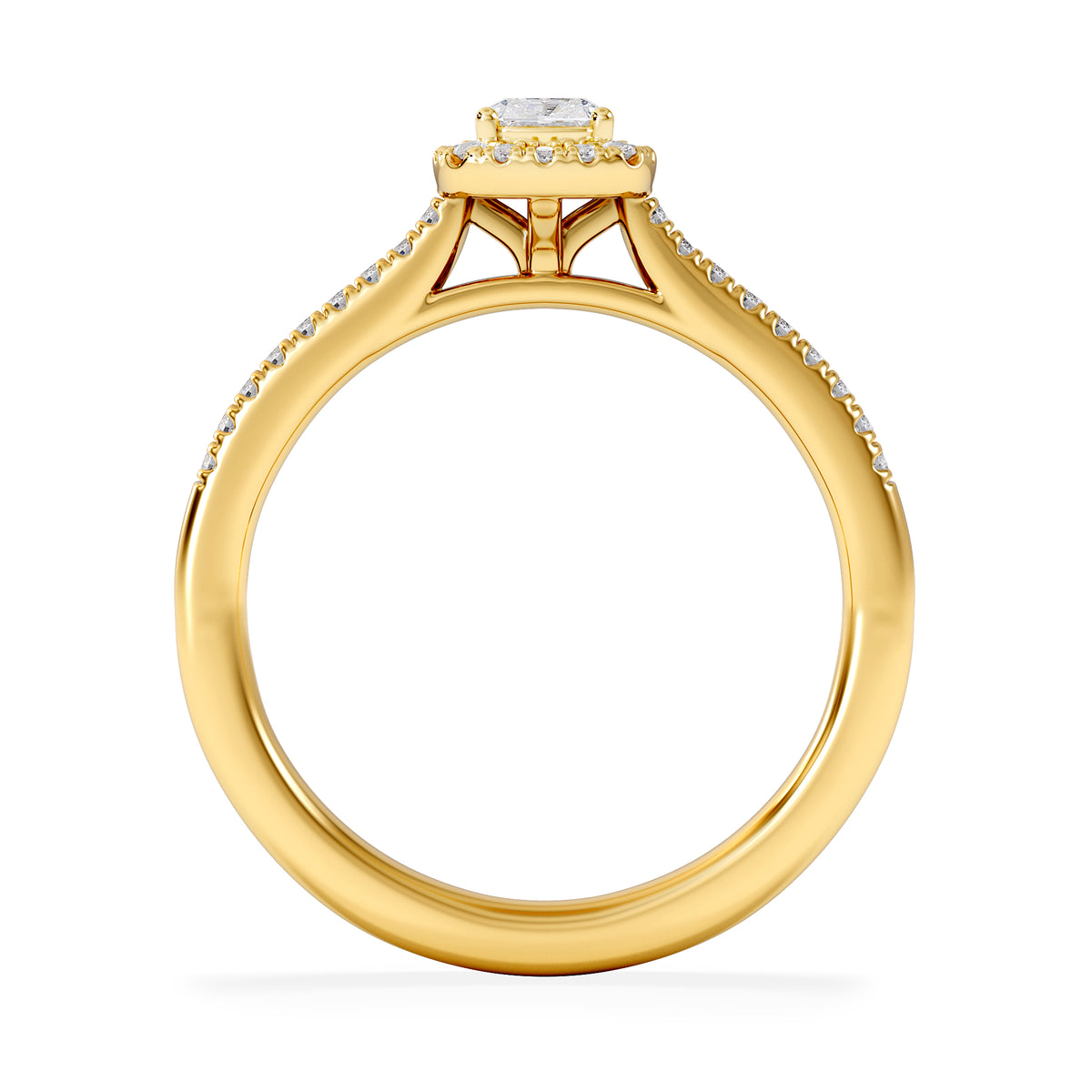 Lumia Cushion Cut Lab Diamond Halo Ring 0.50ct F/VS in 18K Gold Vermeil