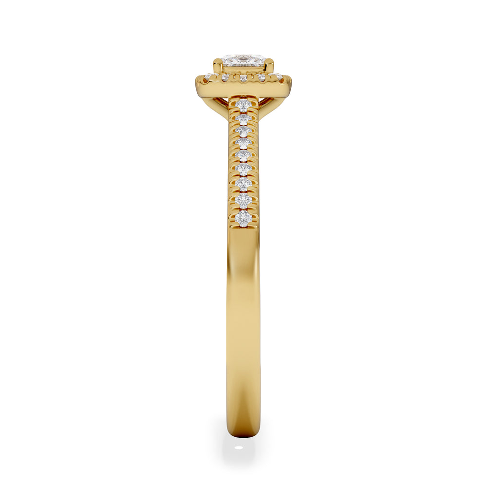 Lumia Cushion Cut Lab Diamond Halo Ring 0.50ct F/VS in 18K Gold Vermeil