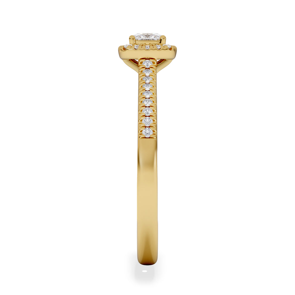 Lumia Cushion Cut Lab Diamond Halo Ring 0.50ct F/VS in 18K Gold Vermeil